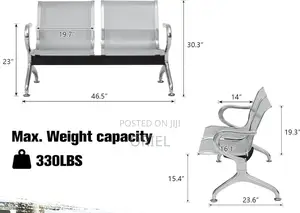 Office Bench : Stainless Steel Office 2-Seater Bench