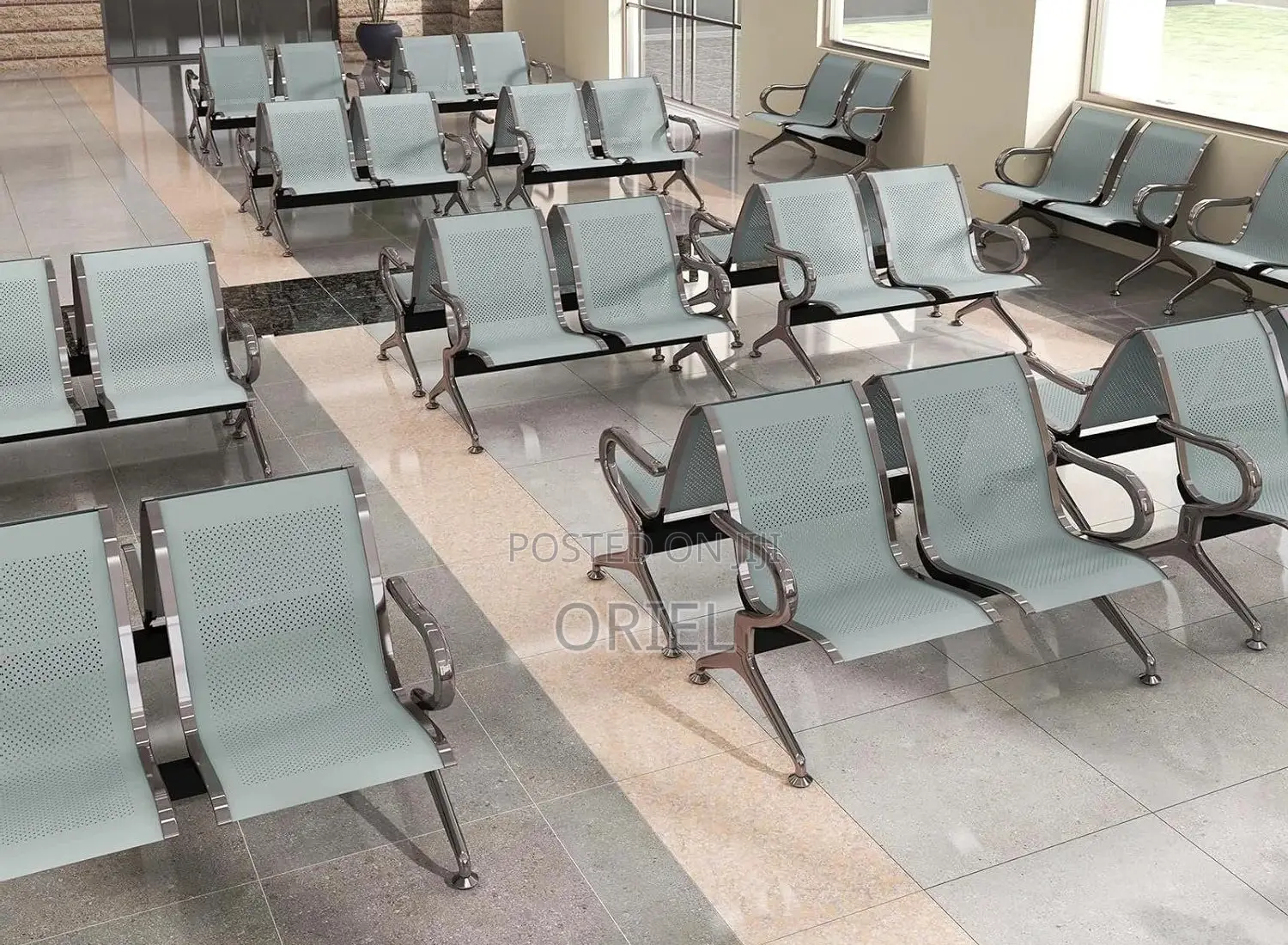Office Bench : Stainless Steel Office 2-Seater Bench