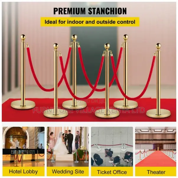 Gold Crowd Control Barrier Set of Six Pieces