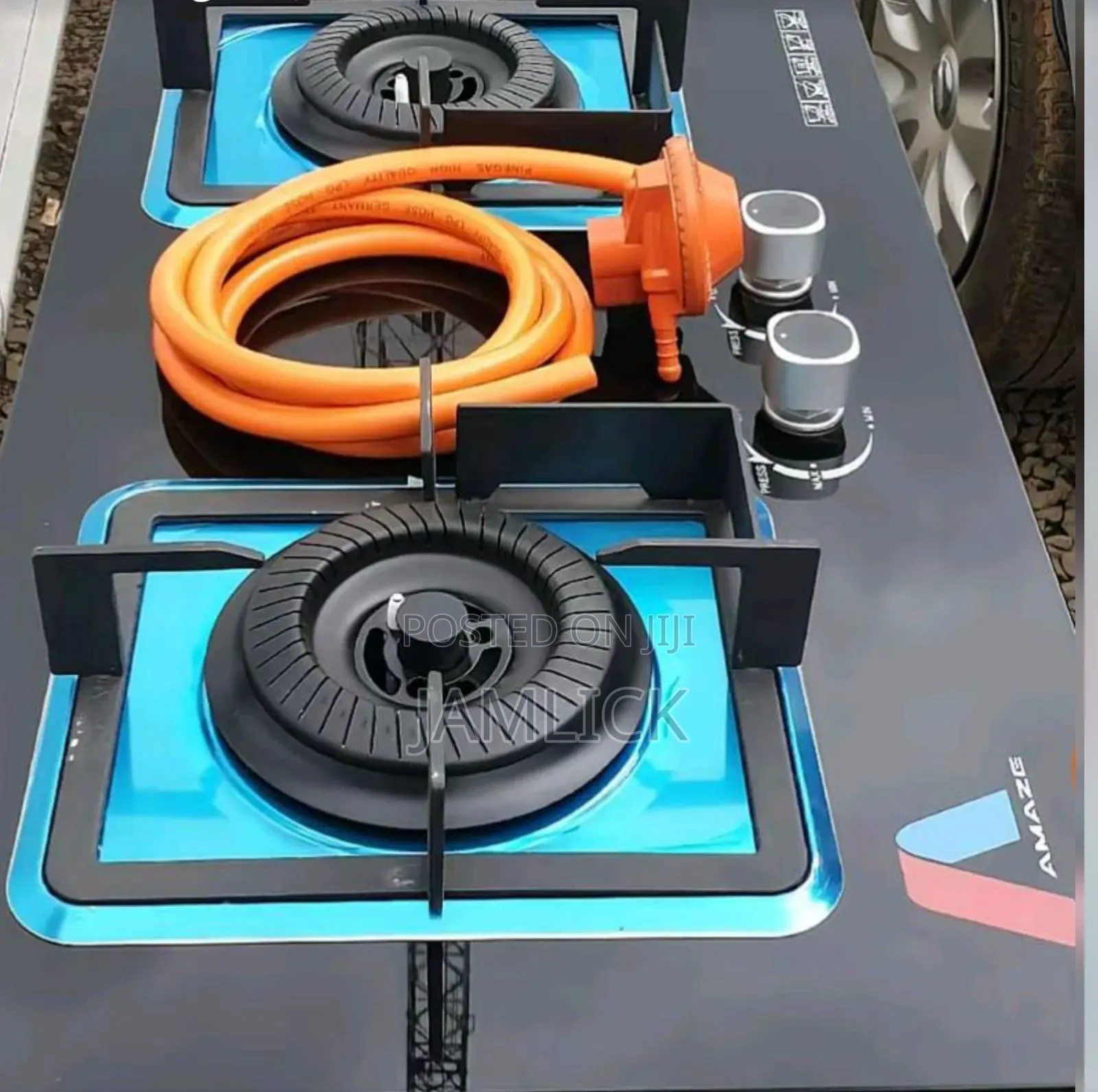 Amaze Glass Top 2 Burner Gas Cooker 40×70 –Ab