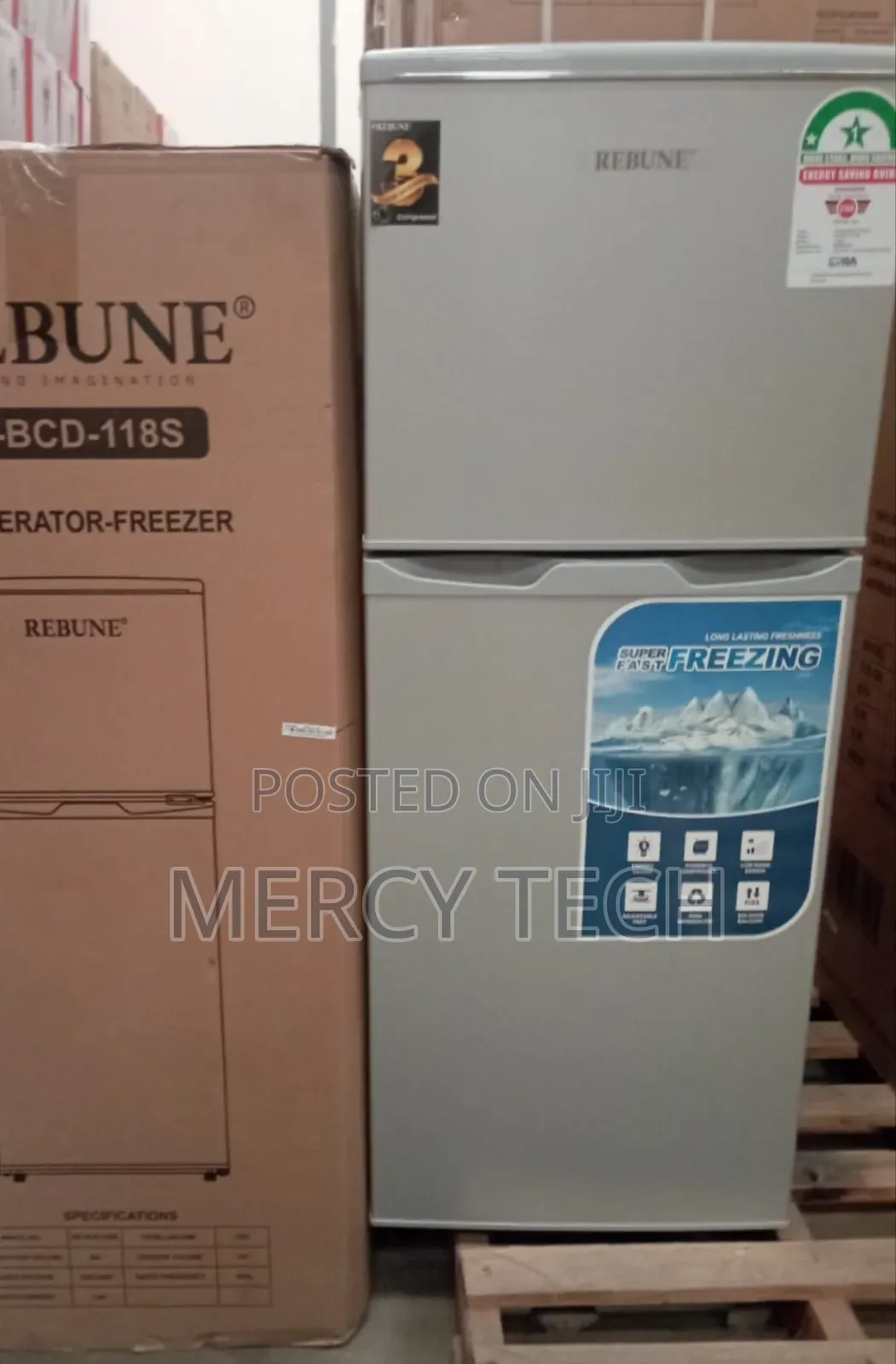 Rebune 118 Litres Double Door Refrigerator