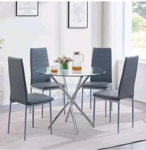 4 Seater Round Glass Dining Set – Elegant Home Dining