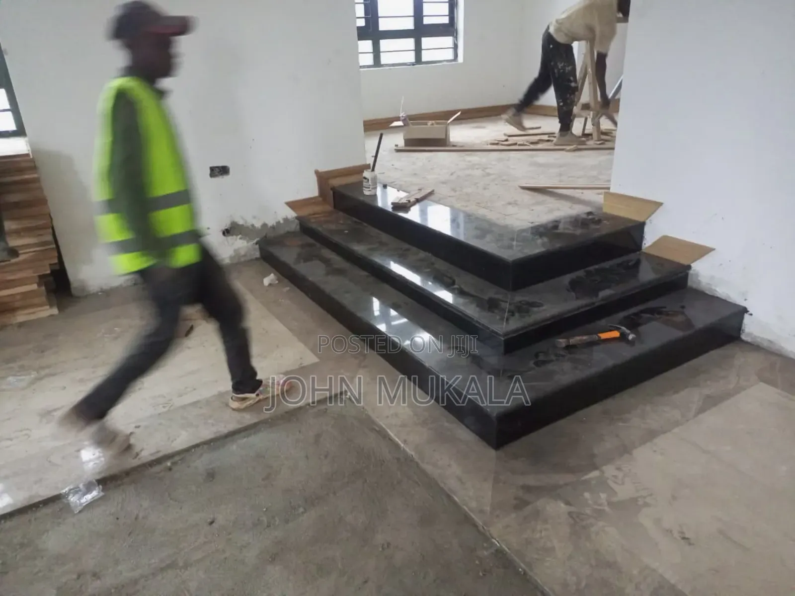 Entrance Steps Fitted With Black Tiles