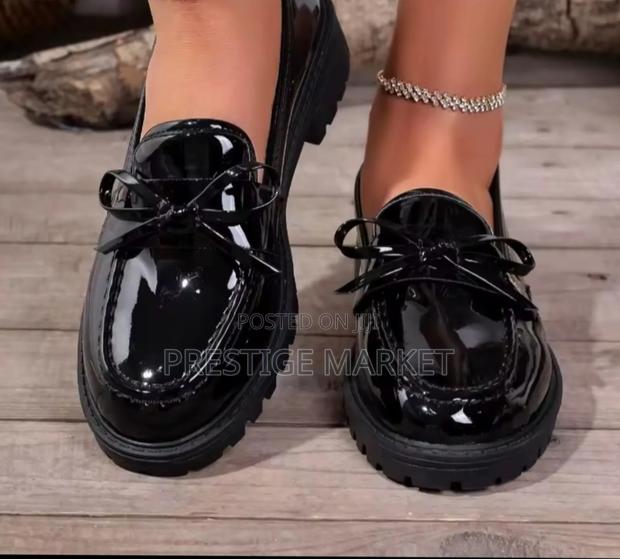 Plain Black Ladies Bow Brogues Size 37 to 42. - thumbnail 2