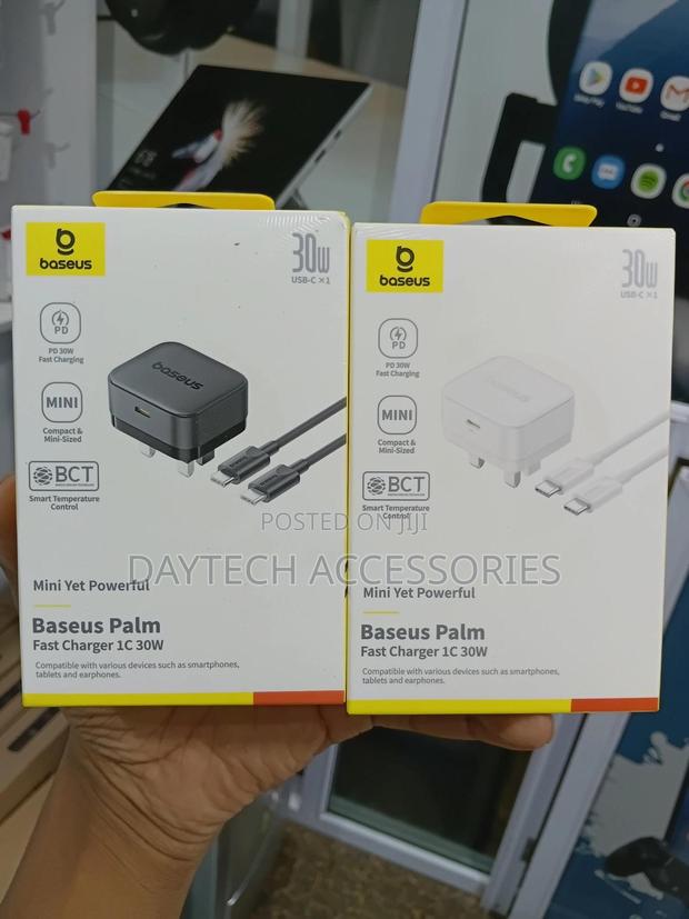Baseus Palm Fast Charger 30w Wall Charger With C to C Cable - Black