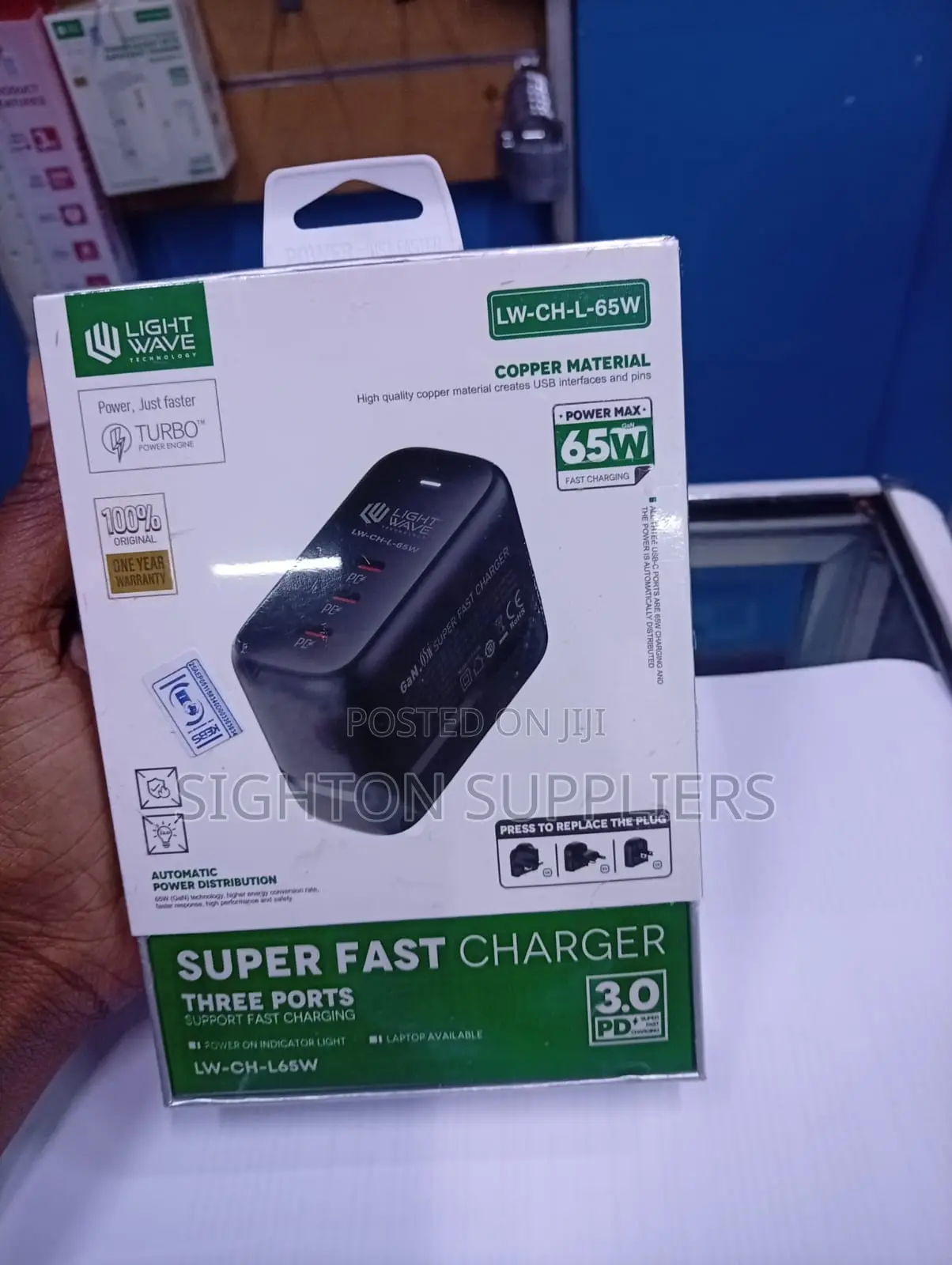 Light Wave Lw-Ch-L-65w Desktop Charger 3 Usb Type-C Ports With Pd 65w