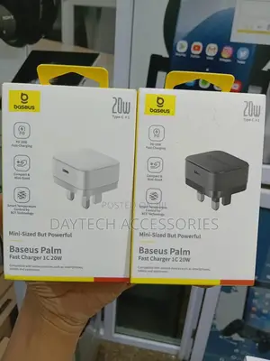 Baseus Palm 20w Pd Type-C Fast Charging Wall Charger Uk Plug