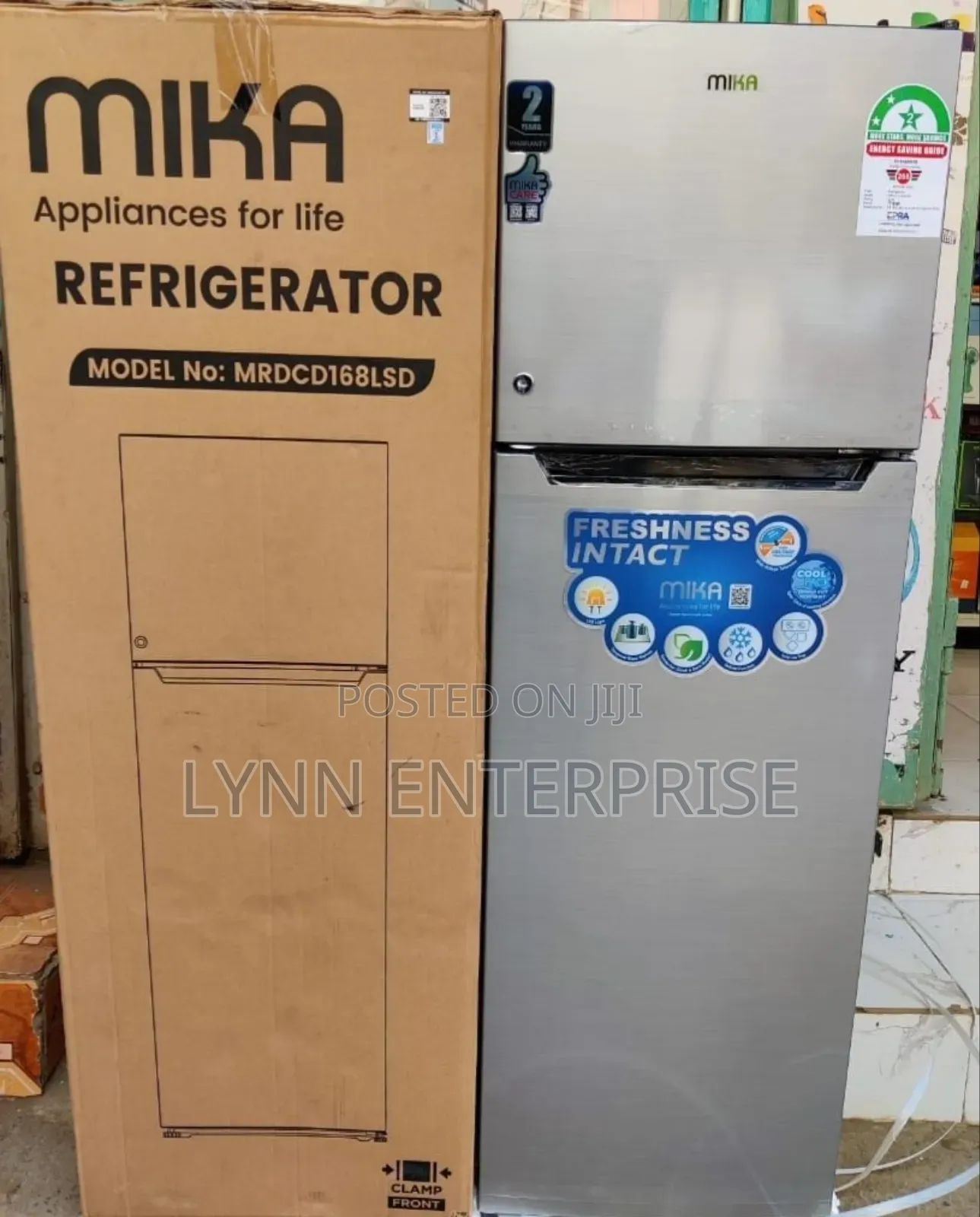 *Mika 168litres Double Door Refrigerator