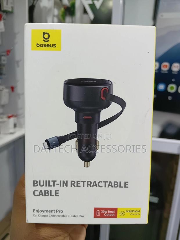 Baseus Enjoyment Pro Car Charger With a Built-in Retractable Cable. - thumbnail 2