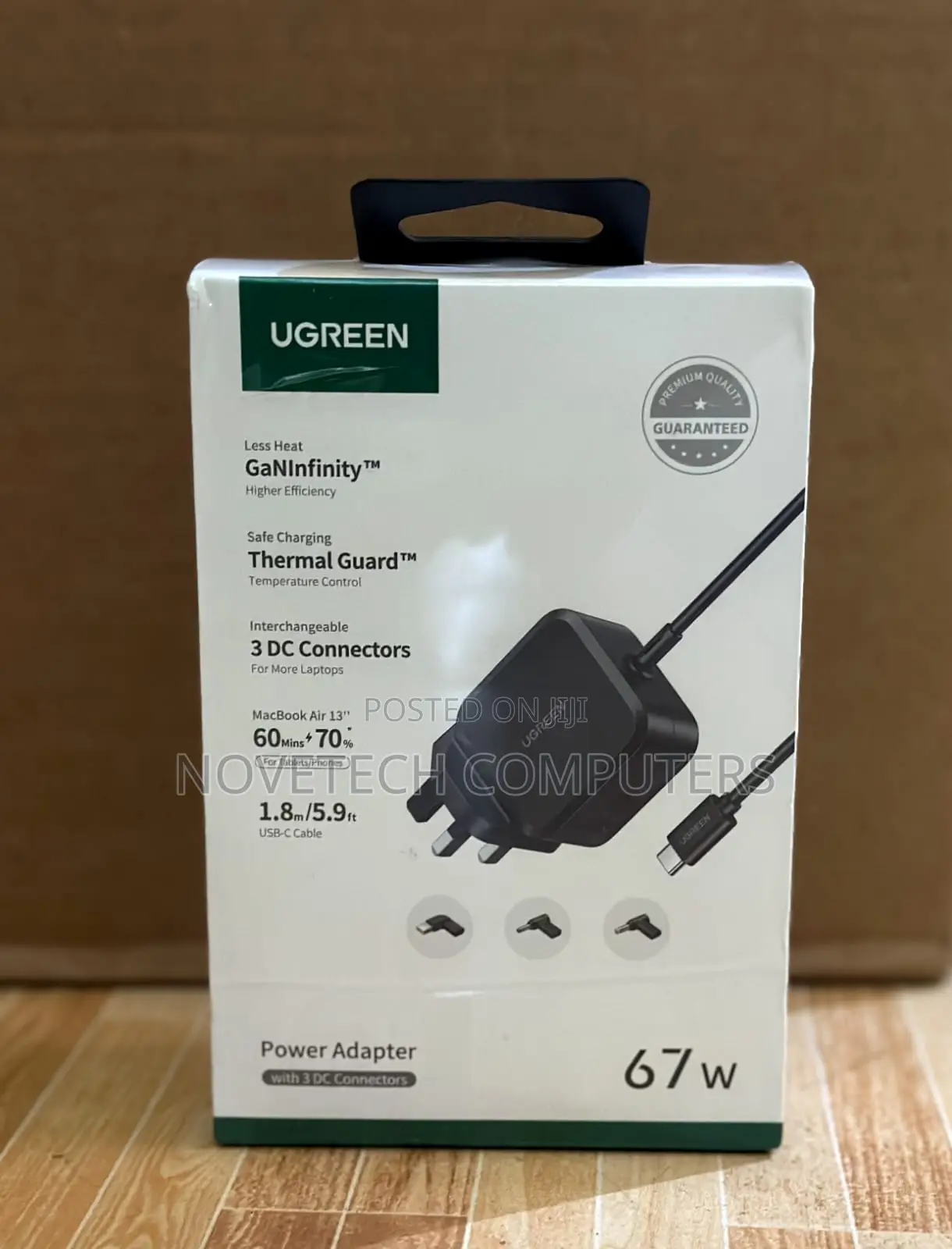 Ugreen X377 Usb-C 67w Pd Gan Power Adapter Uk+3 Dc Connectors
