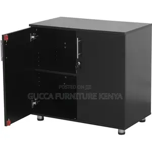 Credenza 2 Door Black Lockable Filing Cabinet