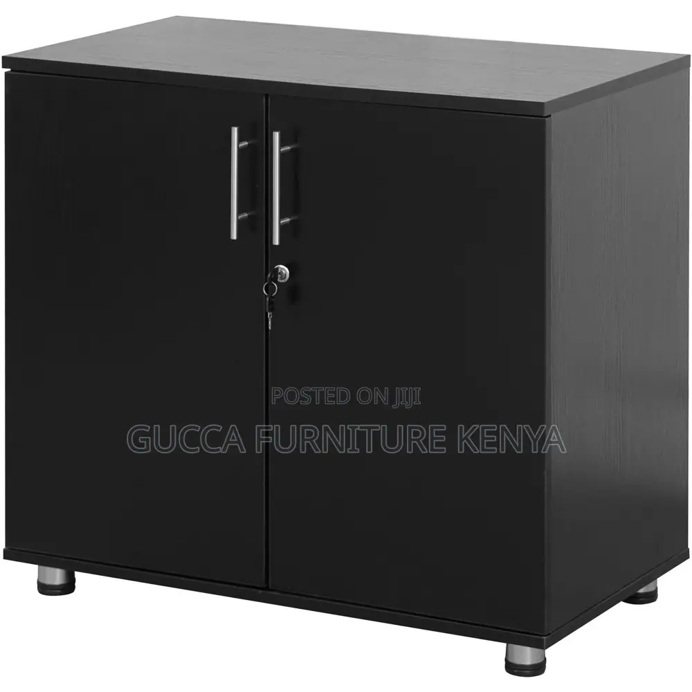 Credenza 2 Door Black Lockable Filing Cabinet