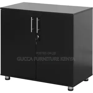 Credenza 2 Door Black Lockable Filing Cabinet