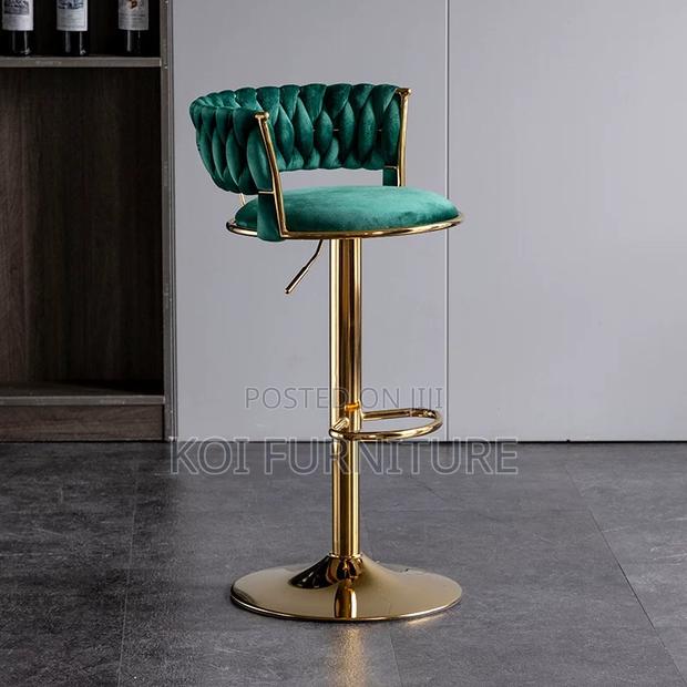 Bar Stool : Royal Blue Velvet Adjustable Bar Stool - thumbnail 5