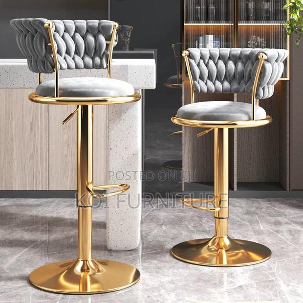 Bar Stool : Royal Blue Velvet Adjustable Bar Stool - thumbnail 6