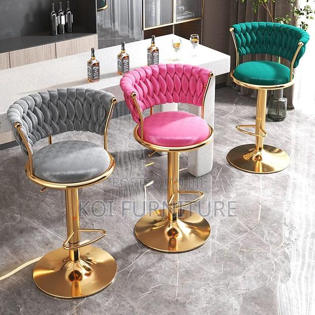 Bar Stool : Royal Blue Velvet Adjustable Bar Stool - thumbnail 7