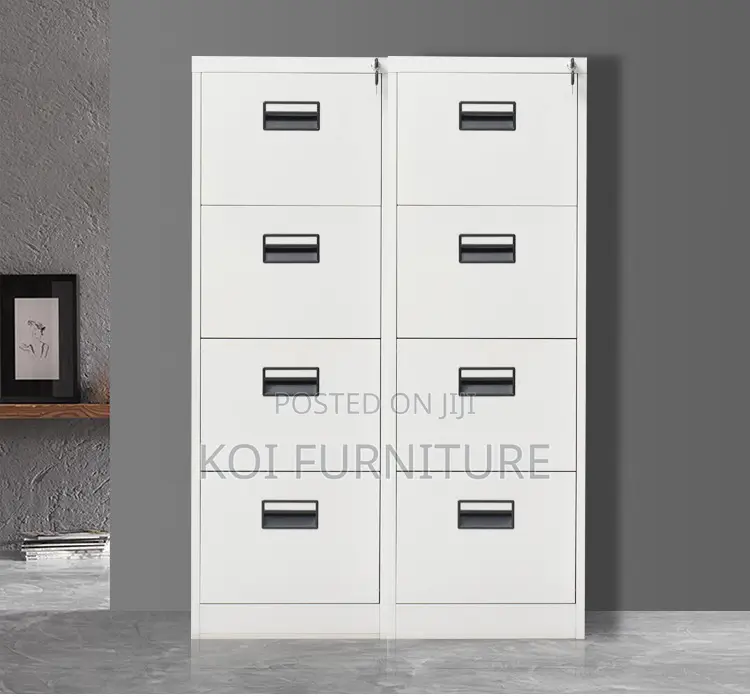 Office Cabinet;A White 4-Drawer Metal Filing Cabinet