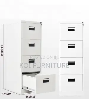Office Cabinet;A White 4-Drawer Metal Filing Cabinet