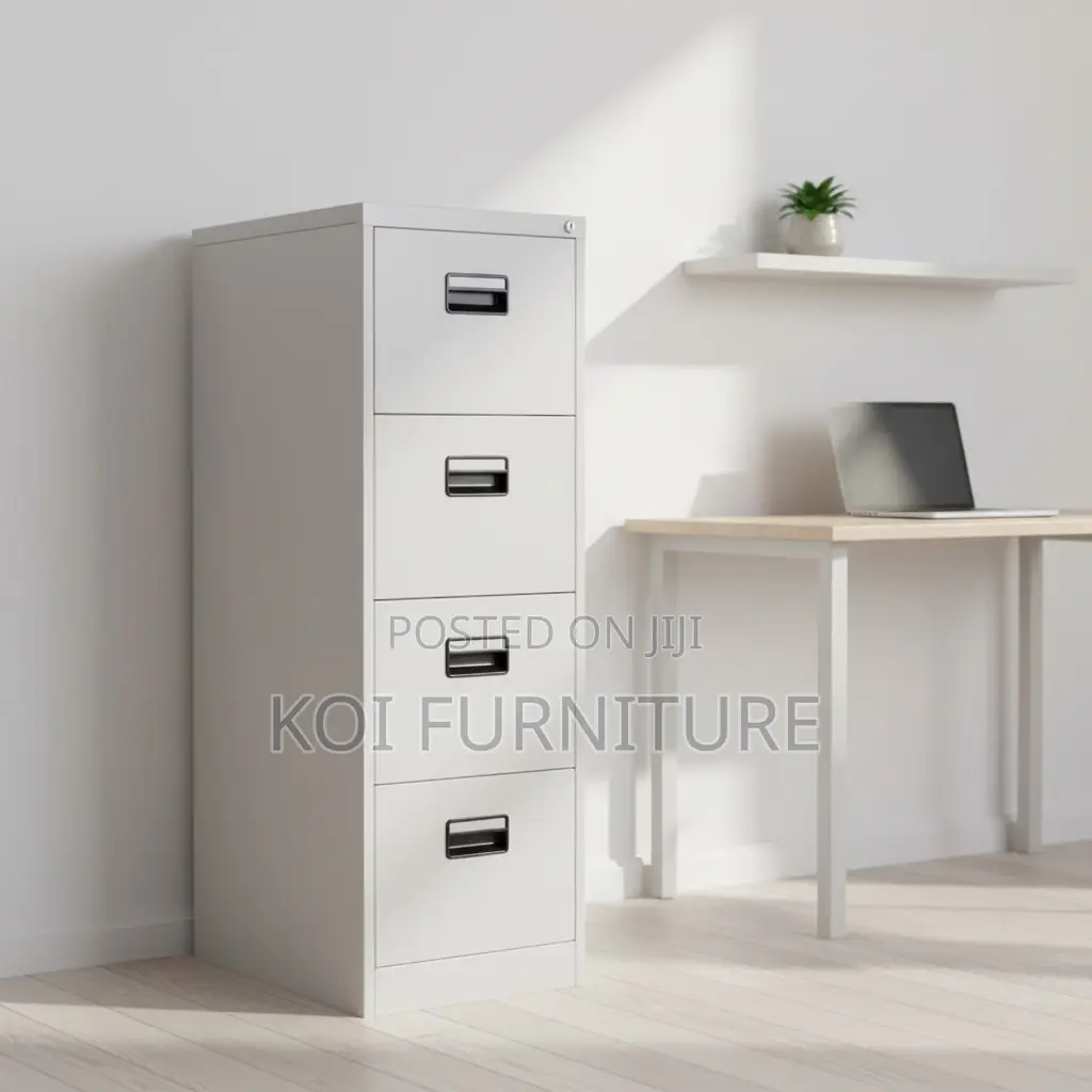 Office Cabinet;A White 4-Drawer Metal Filing Cabinet