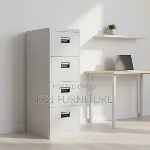 Office Cabinet;A White 4-Drawer Metal Filing Cabinet