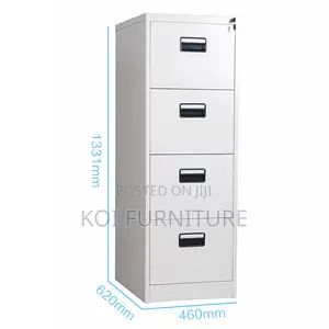 Office Cabinet;A White 4-Drawer Metal Filing Cabinet