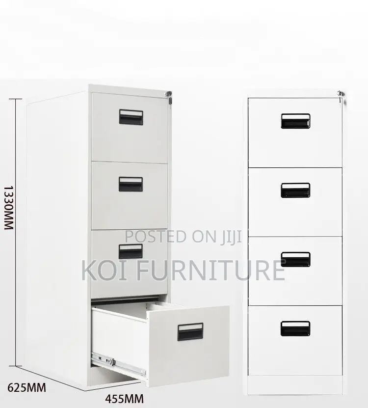 Office Cabinet;A White 4-Drawer Metal Filing Cabinet