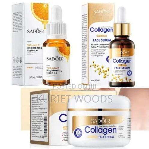 3 In1collagen Anti Age Cream+Vit C Face Brighten Esence+Collagen Serum