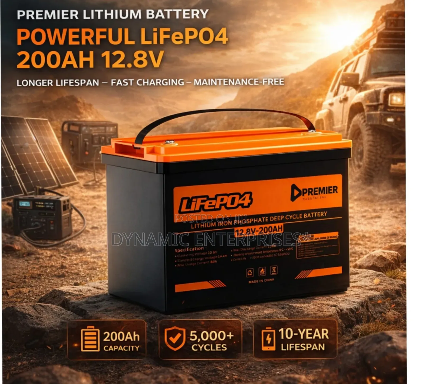 Premier 12.8v 200ah Lifepo4 Lithium Iron Phosphate Deep Cycle Battery