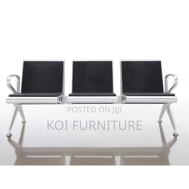 Office Bench : 3 Seater Heavy Duty Link Black Chair