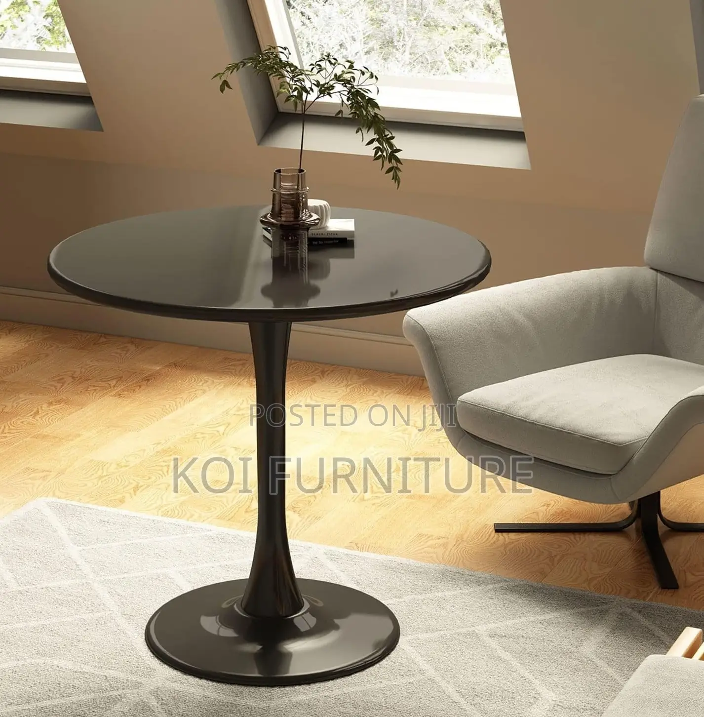 Dining Table : Black Round Modern Dining Table,