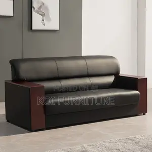 Office Sofa : 5-Seater Leather Executive Office Sofa Set