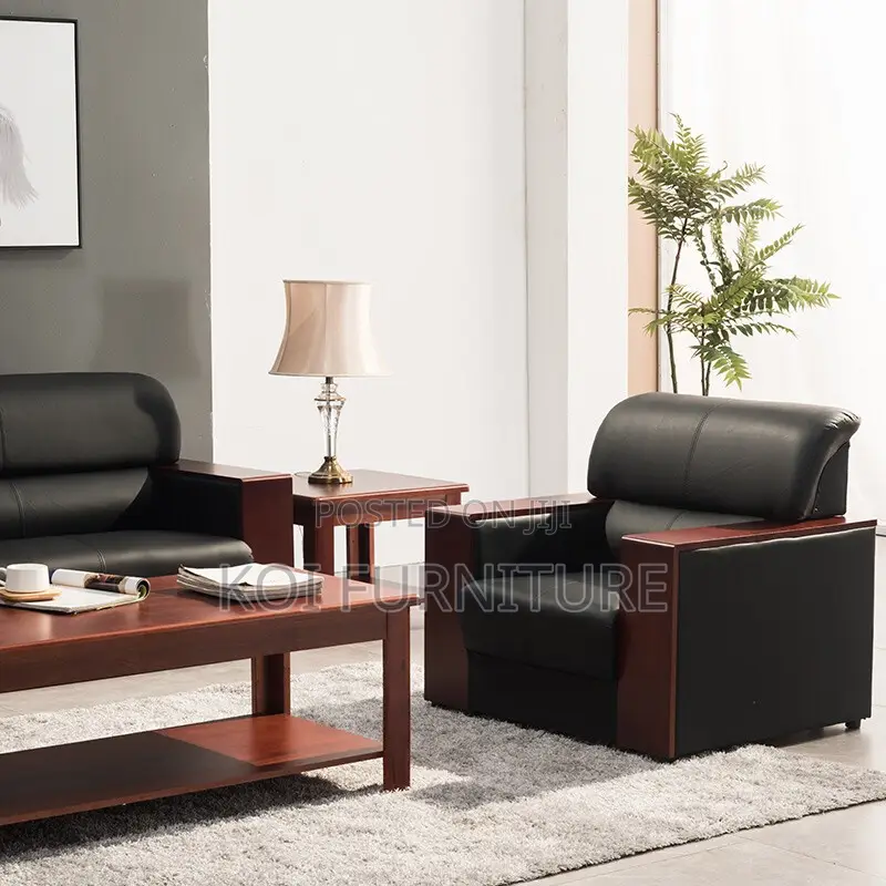 Office Sofa : 5-Seater Leather Executive Office Sofa Set