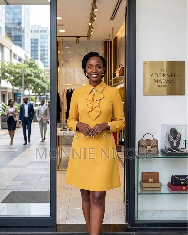 Modern Mustard Yellow Shift Dress - thumbnail 3