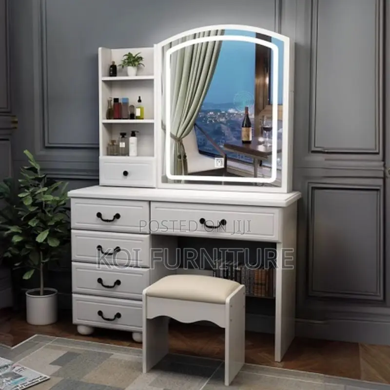 Vanity Set : Modern White Makeup Vanity Desk