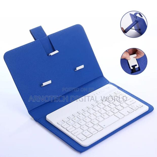Blue Bt 3.0 Wireless Keyboard Cover With Leather Case for Smart Phone