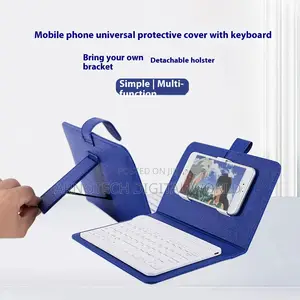 Blue Bt 3.0 Wireless Keyboard Cover With Leather Case for Smart Phone
