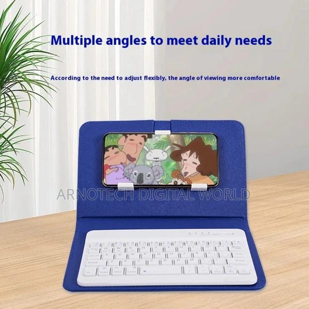 Blue Bt 3.0 Wireless Keyboard Cover With Leather Case for Smart Phone - thumbnail 4
