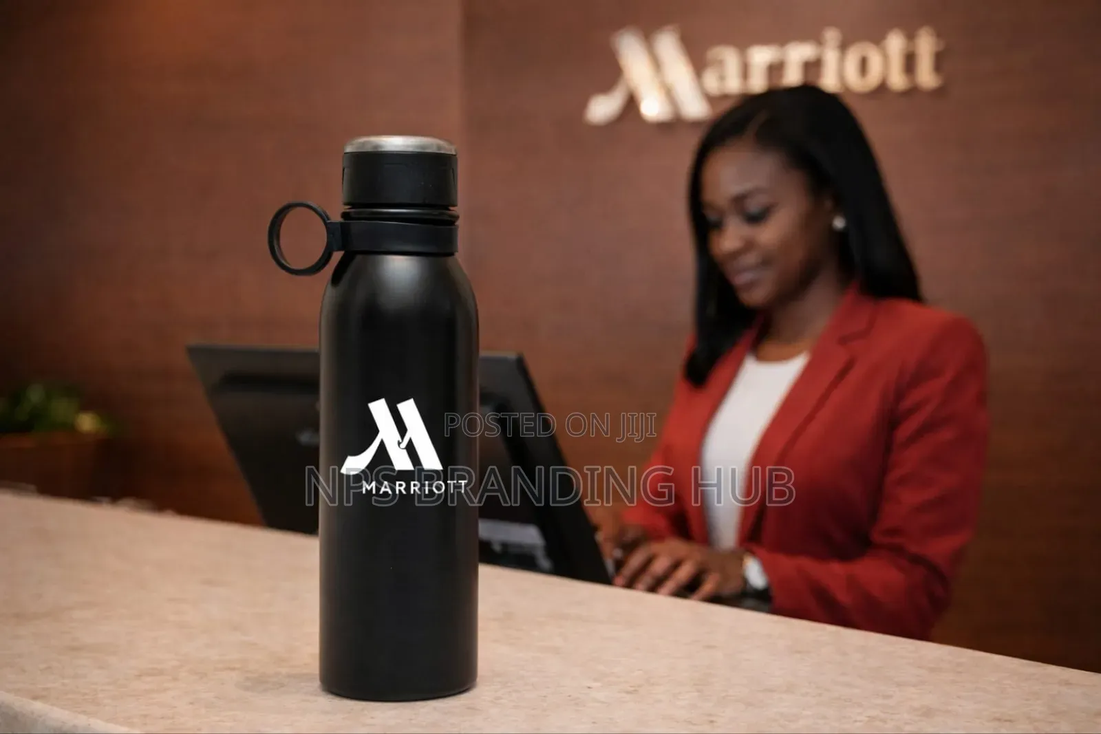 Branded Blue Stainless Steel Water Bottle Hub
