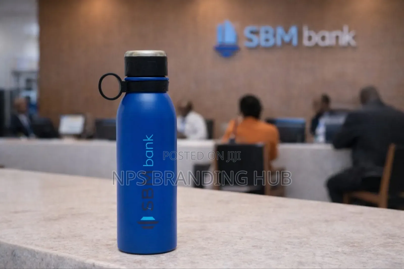Branded Blue Stainless Steel Water Bottle Hub