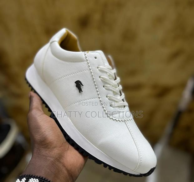 White Lacoste Men Casual Leather Shoes With Rubber Sole - thumbnail 2