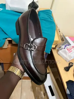 Coffee Brown Men Laceless Official Shoes With Gold Buckle Size 40 -45