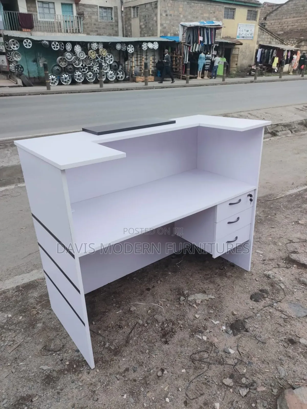 White Office Desk With Three Drawers