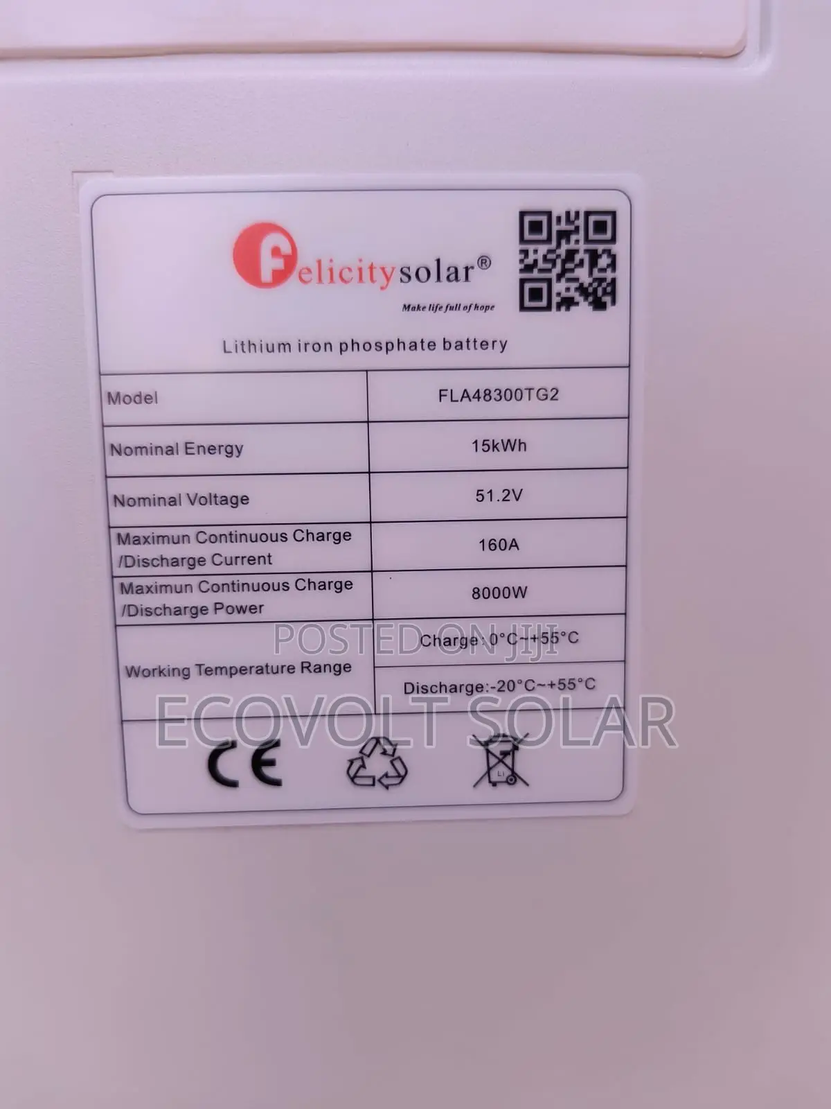 15kwh 51.2v 300ah Felicity Lifepo4 Lithium Battery