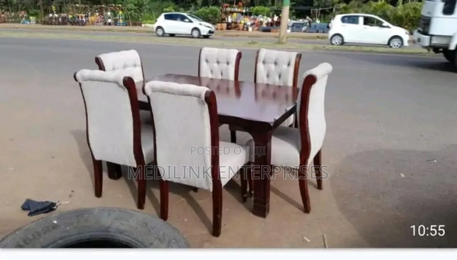 6-Seater Upholstered Chairs Dinning Table Set