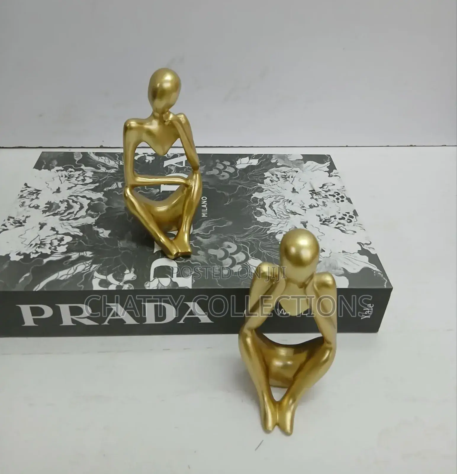 Gold Thinker Man Statues Decor