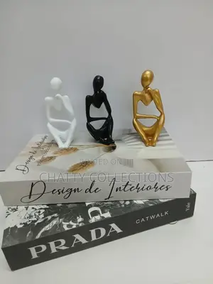 Gold Thinker Man Statues Decor