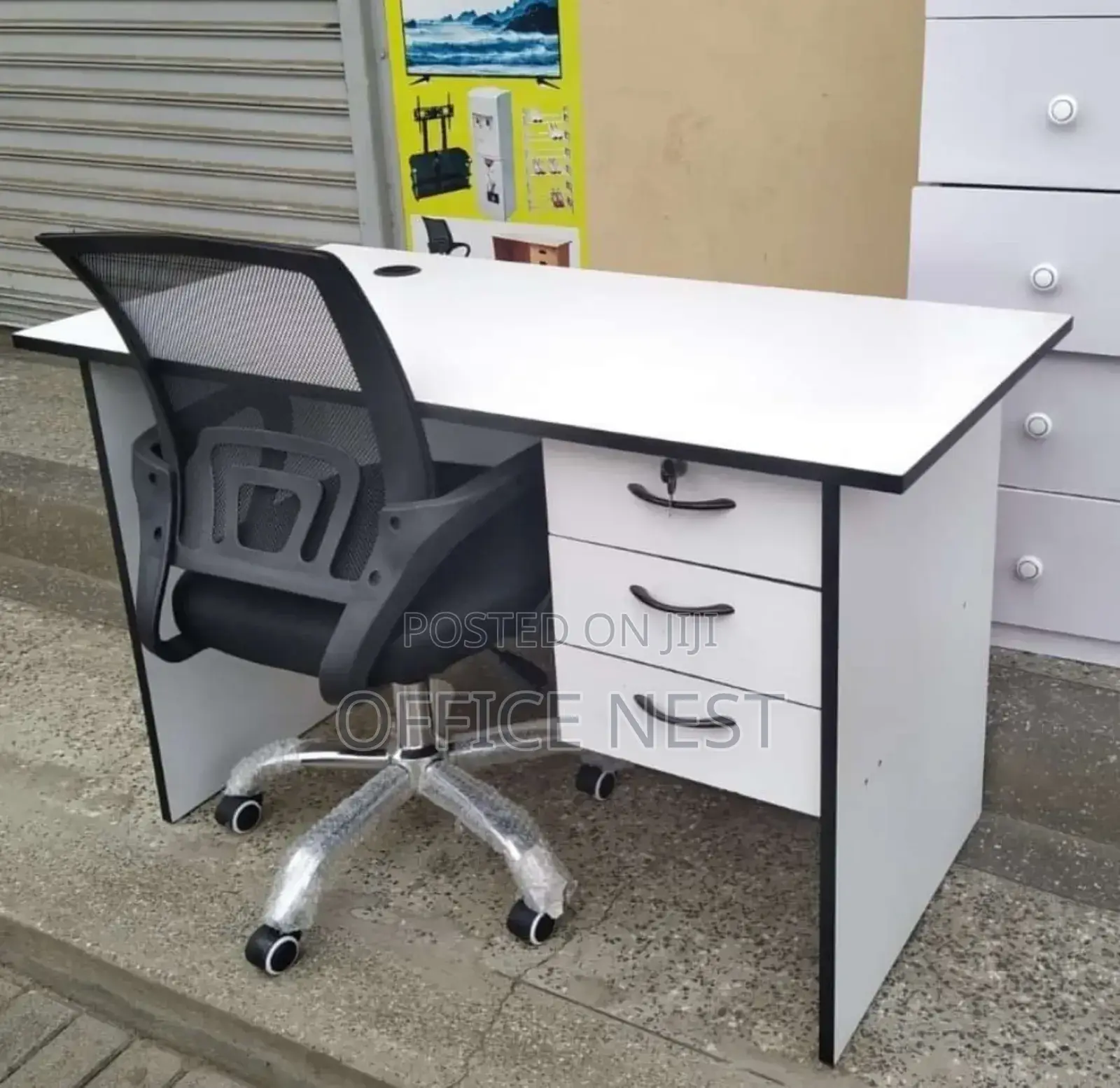 White Office Desk With Mesh Chair