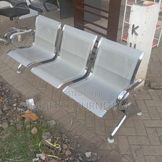 Silver 3 Seater Waiting Bench Chair
