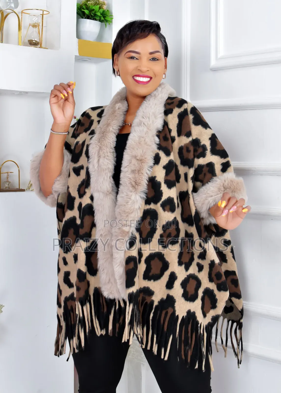 Elegant Ponchos With Fur and Beautiful Prints
