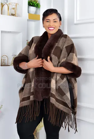 Elegant Ponchos With Fur and Beautiful Prints